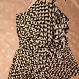 Forever 21 Zigzag Brown and Cream Romper